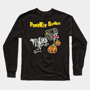 Pumpkin Saurus Funny Halloween Dinosaur Skeleton Long Sleeve T-Shirt